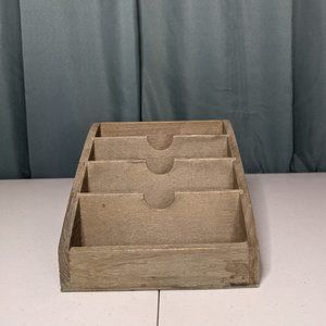 Hand Carved Wooden Storage Letter Organizer